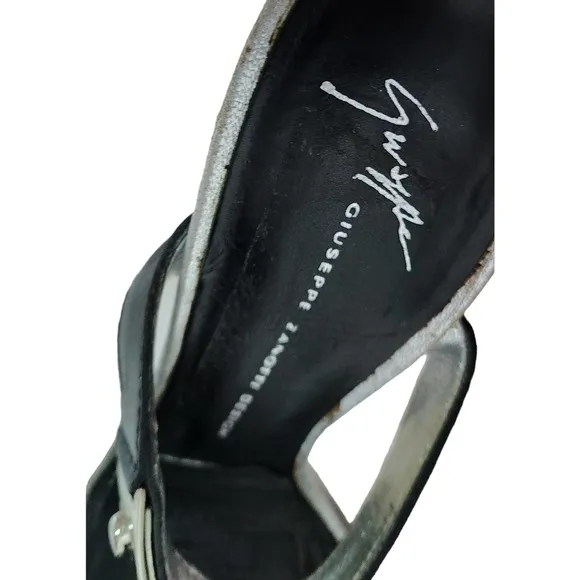 Giuseppe Zanotti Silver&amp; Black Slides Sandals 36.5