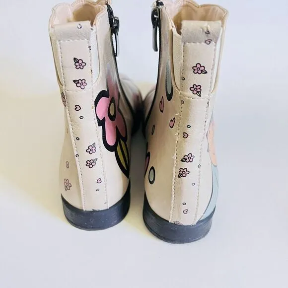 GOBY Women's Size 8.5 EU 39 Sweet Couple Ankle Boots Floral Tan Side Zip $145