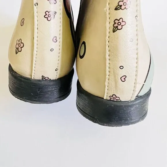 GOBY Women's Size 8.5 EU 39 Sweet Couple Ankle Boots Floral Tan Side Zip $145