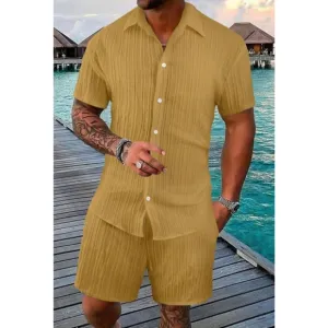 Gold Short Sleeve Shirt and Shorts Set