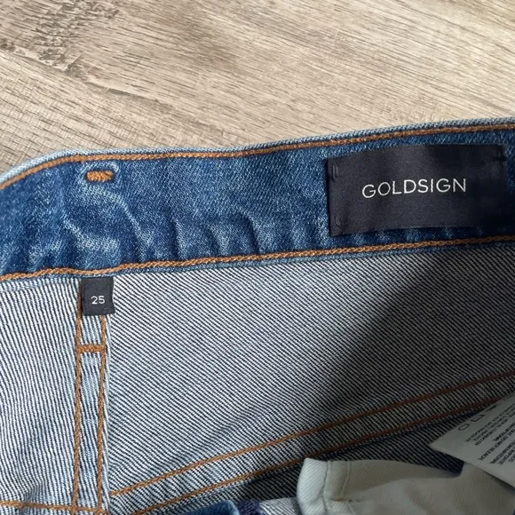 Goldsign The Cropped A High-Rise Straight-Leg Jeans Medium Blue SZ 25