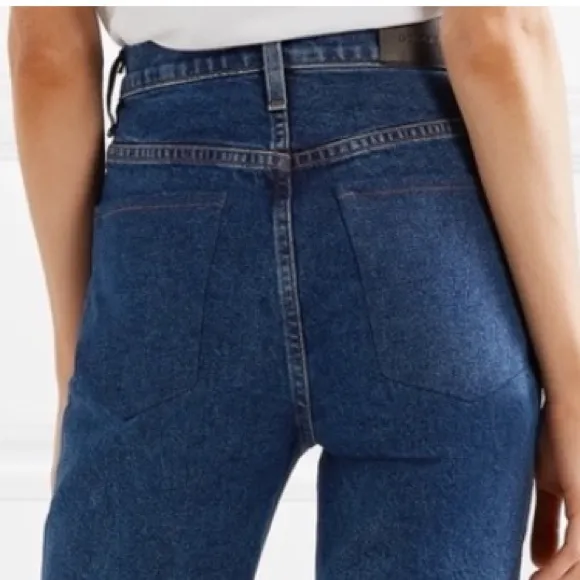 Goldsign The Cropped A High-Rise Straight-Leg Jeans Medium Blue SZ 25