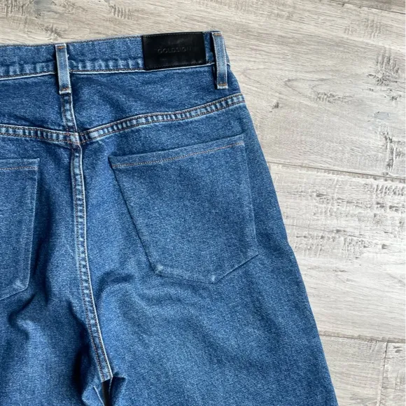 Goldsign The Cropped A High-Rise Straight-Leg Jeans Medium Blue SZ 25