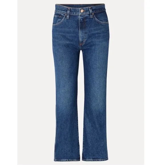 Goldsign The Cropped A High-Rise Straight-Leg Jeans Medium Blue SZ 25