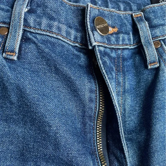 Goldsign The Cropped A High-Rise Straight-Leg Jeans Medium Blue SZ 25