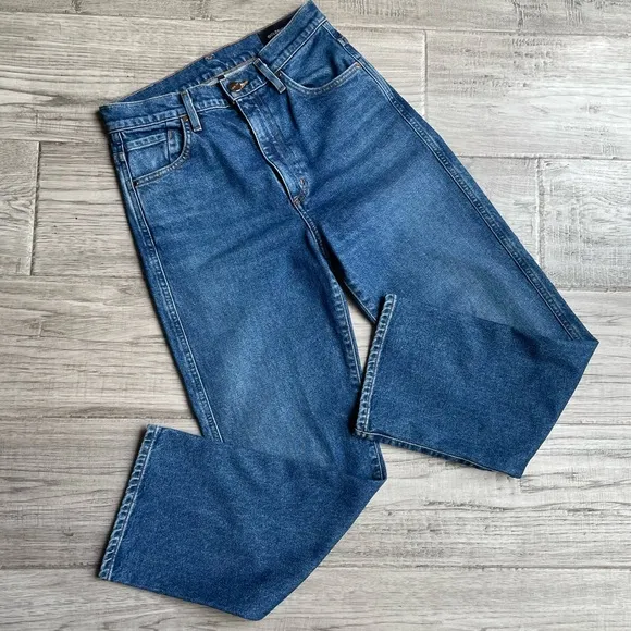 Goldsign The Cropped A High-Rise Straight-Leg Jeans Medium Blue SZ 25