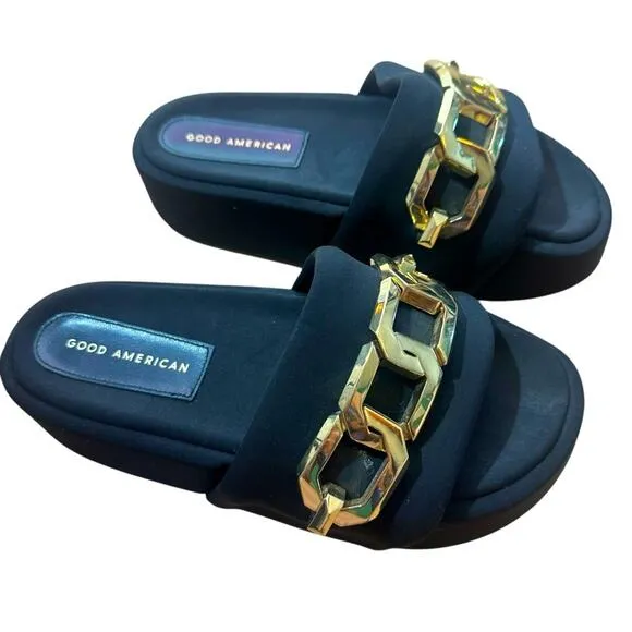 Good American Chain Platform Slide Sandals Size 7.5