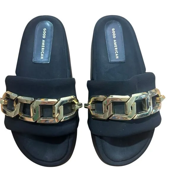Good American Chain Platform Slide Sandals Size 7.5
