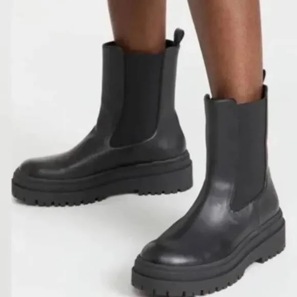 Good American Combat Boot Chelsea Black Womens 10 1/2