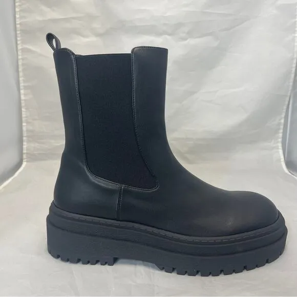 Good American Combat Boot Chelsea Black Womens 10 1/2