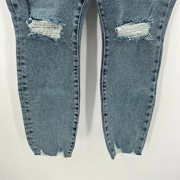 GOOD AMERICAN NWT Good Waist Crop Denim Jean in Blue799 // 10