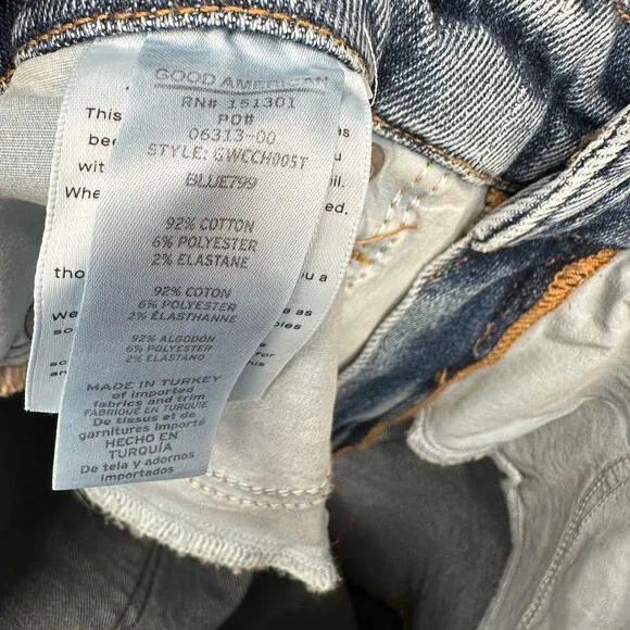 GOOD AMERICAN NWT Good Waist Crop Denim Jean in Blue799 // 10