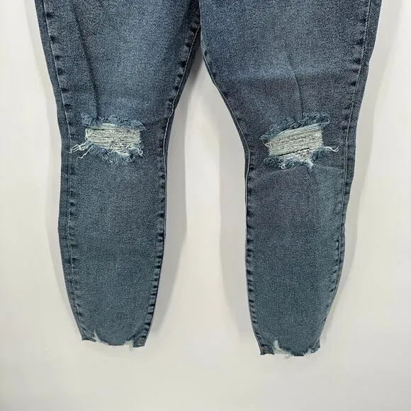 GOOD AMERICAN NWT Good Waist Crop Denim Jean in Blue799 // 14