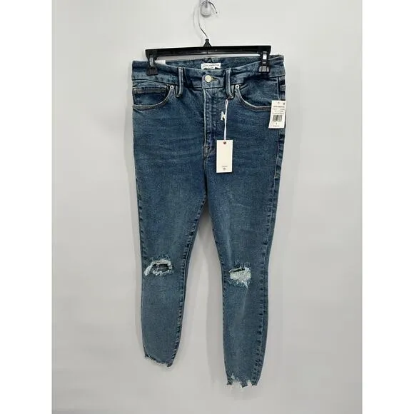 GOOD AMERICAN NWT Good Waist Crop Denim Jean in Blue799 // 6