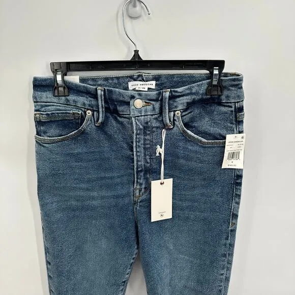 GOOD AMERICAN NWT Good Waist Crop Denim Jean in Blue799 // 6