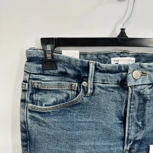GOOD AMERICAN NWT Good Waist Crop Denim Jean in Blue799 // 8