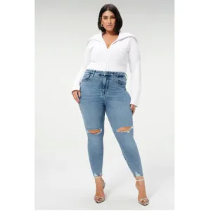 GOOD AMERICAN NWT Good Waist Crop Denim Jean in Blue799 // 8