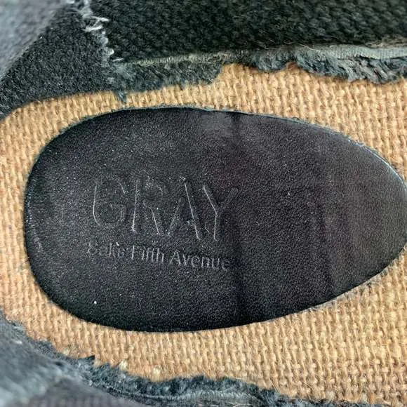 GRAY Black Natural Canvas Rope Trim Loafers