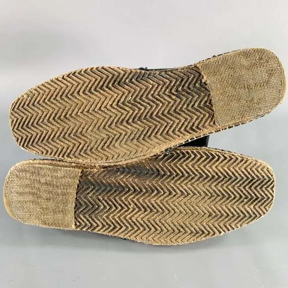 GRAY Black Natural Canvas Rope Trim Loafers