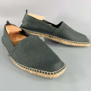 GRAY Black Natural Canvas Rope Trim Loafers
