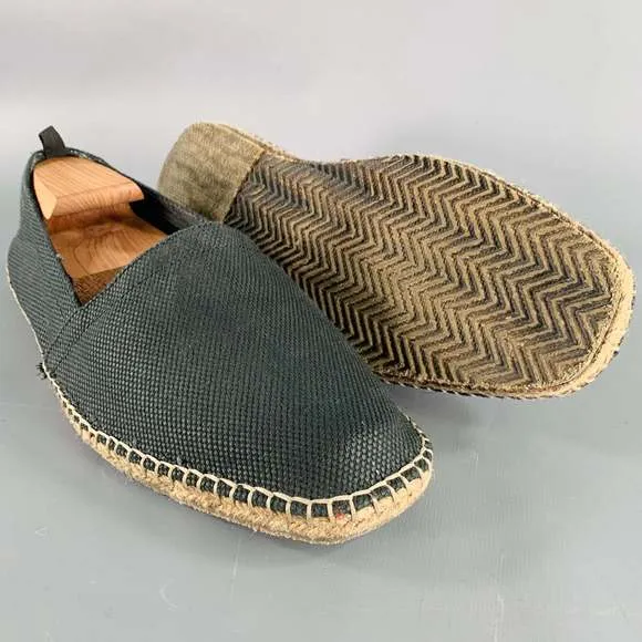 GRAY Black Natural Canvas Rope Trim Loafers