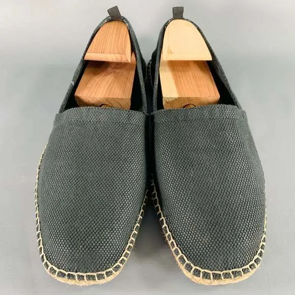 GRAY Black Natural Canvas Rope Trim Loafers