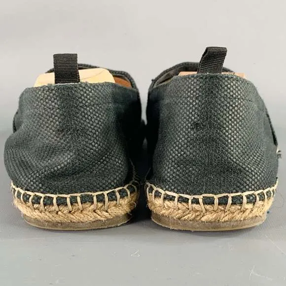 GRAY Black Natural Canvas Rope Trim Loafers