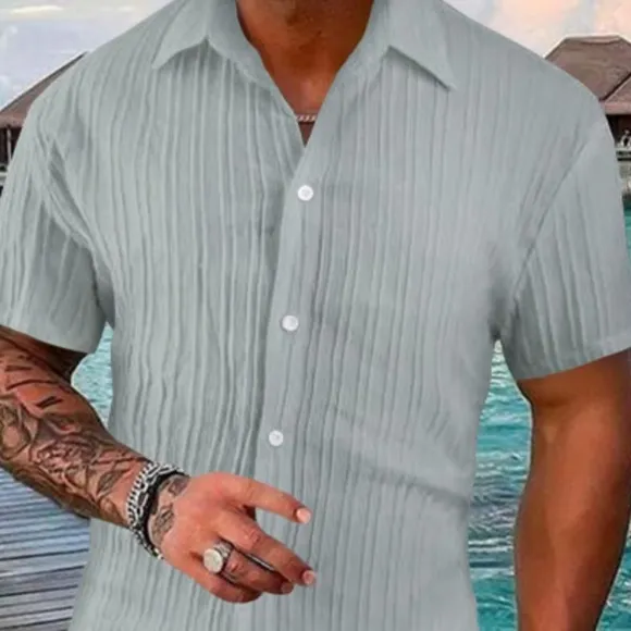 Gray Short Sleeve Shirt and Shorts Set