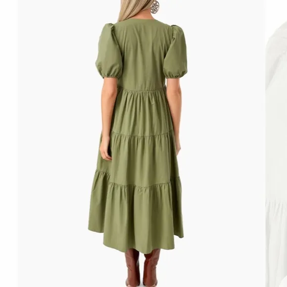 Green Tiered Penny Midi DressHYACINTH HOUSE