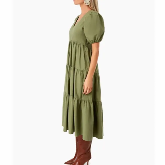 Green Tiered Penny Midi DressHYACINTH HOUSE