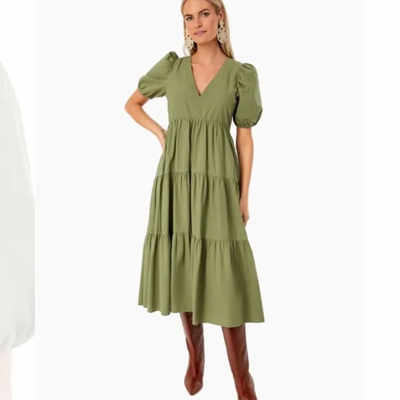 Green Tiered Penny Midi DressHYACINTH HOUSE