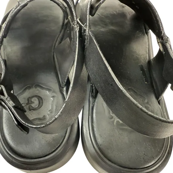 Grenson Wiley Chunky Platform Fisherman Sandals Black Leather Size Men UK 7 US 8