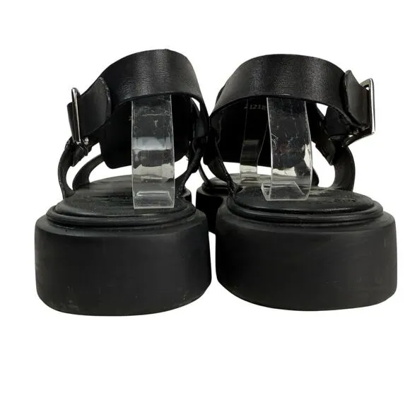 Grenson Wiley Chunky Platform Fisherman Sandals Black Leather Size Men UK 7 US 8
