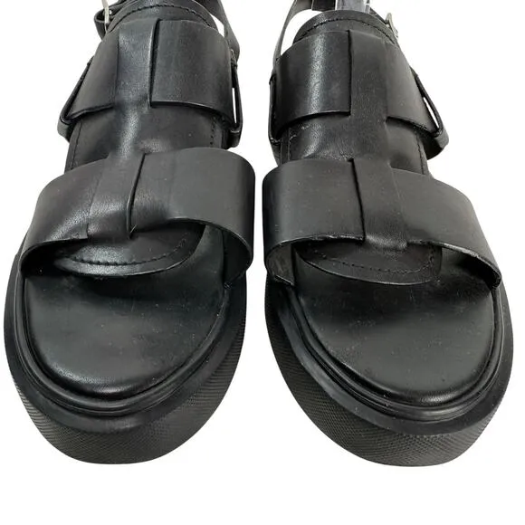 Grenson Wiley Chunky Platform Fisherman Sandals Black Leather Size Men UK 7 US 8