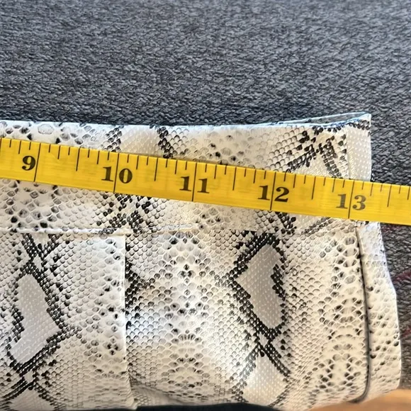 Grey Snake Print Button Side Faux Leather Mini Skirt