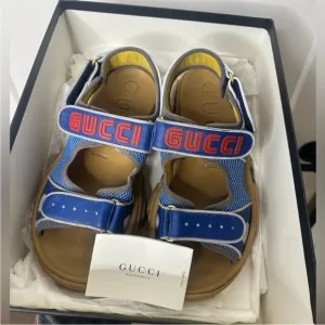 Gucci Aguru Trek Brand-embellished Leather Gladiator Men's Sandals size 8.5