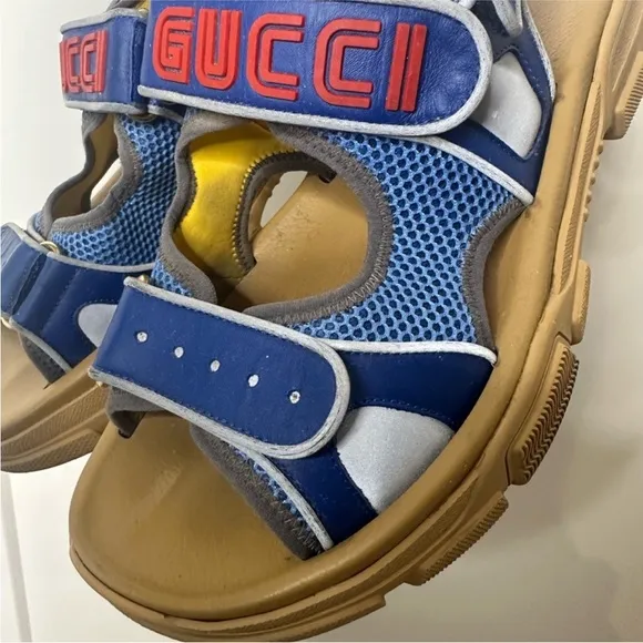 Gucci Aguru Trek Brand-embellished Leather Gladiator Men's Sandals size 8.5