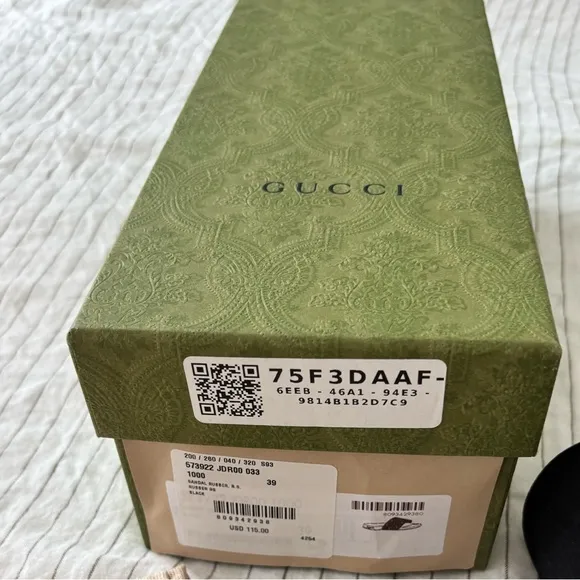 Gucci Black Rubber GG Logo Pursuit Slides Black Womens Size Us 8.5