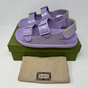 Gucci Double G Logo Rubber Jelly Boho Chunky Purple Sandals