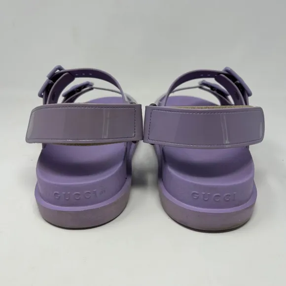 Gucci Double G Logo Rubber Jelly Boho Chunky Purple Sandals