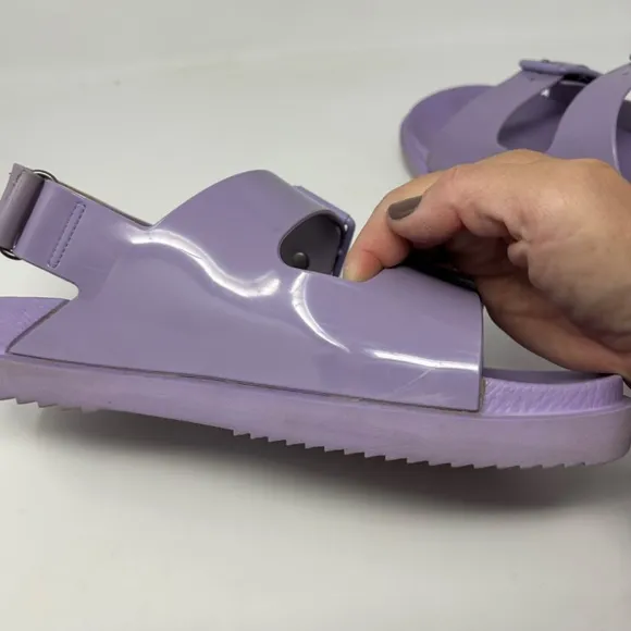 Gucci Double G Logo Rubber Jelly Boho Chunky Purple Sandals