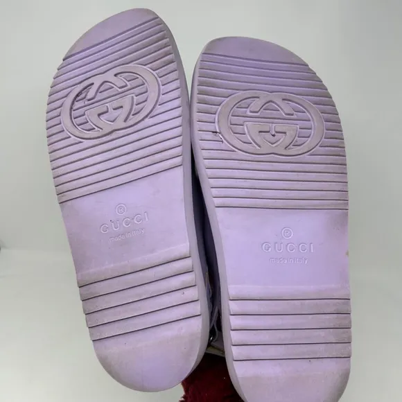 Gucci Double G Logo Rubber Jelly Boho Chunky Purple Sandals