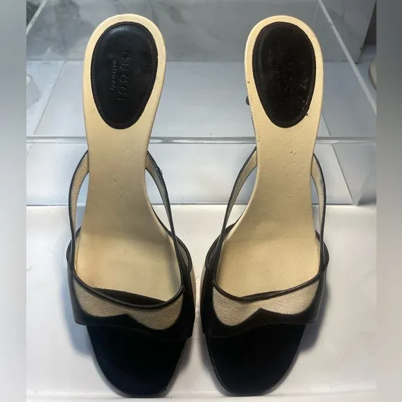 Gucci leather colorblock patten sandals - black sandals sz  7.5 B made in italy