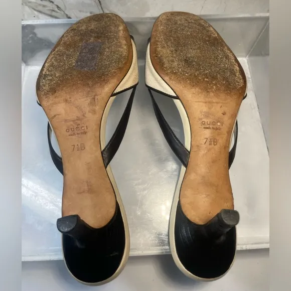 Gucci leather colorblock patten sandals - black sandals sz  7.5 B made in italy