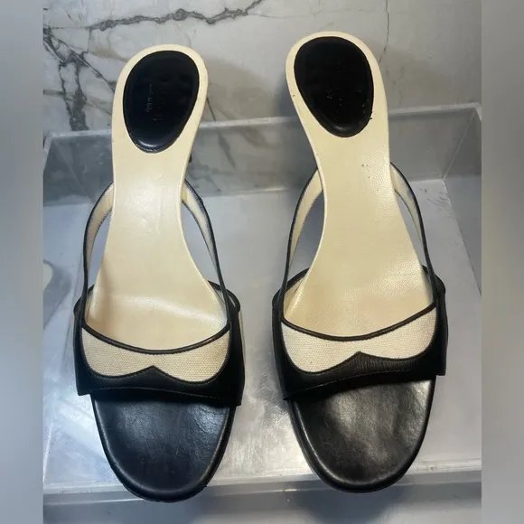 Gucci leather colorblock patten sandals - black sandals sz  7.5 B made in italy