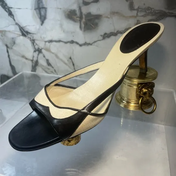 Gucci leather colorblock patten sandals - black sandals sz  7.5 B made in italy