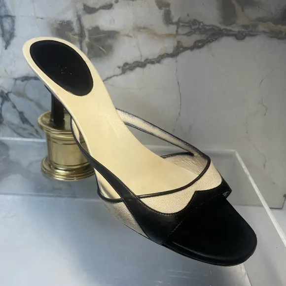 Gucci leather colorblock patten sandals - black sandals sz  7.5 B made in italy