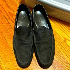 Gucci Loafers Slip-on Shoes GG Pattern Canvas Gray Size 8