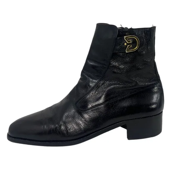 Gucci Men's Black Leather Side Zip Boots