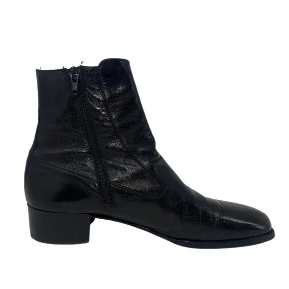 Gucci Men's Black Leather Side Zip Boots